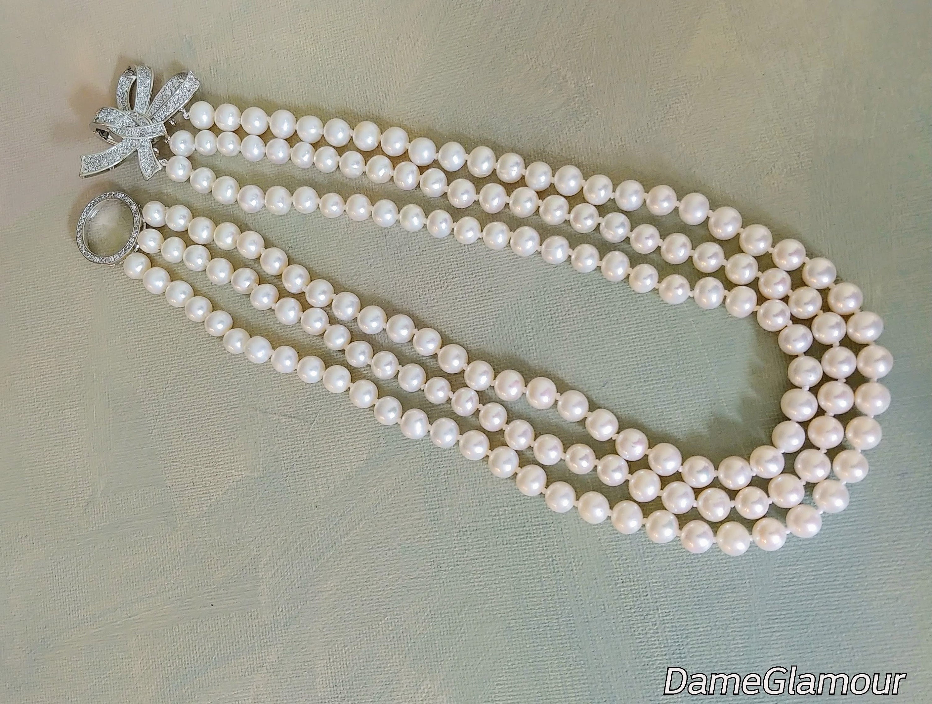 Genuine Pearl Necklace for Women3 Strand Freshwater Pearl - Etsy Canada