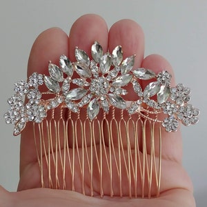 rose gold austrian crystal bridal hair comb, rhinestone wedding hair jewellery,bridesmaid hair accessory,headpiece for bride,mini tiara image 7