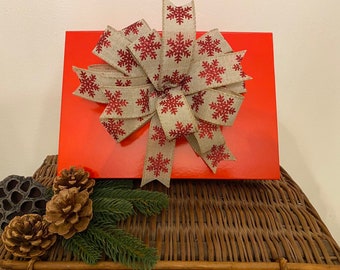 Red Christmas Gift Box with Ribbon and Bow for Gift, Easy Open Reusable Christmas/Holiday Gift Box, Red Christmas Gift Box with Bow Decor