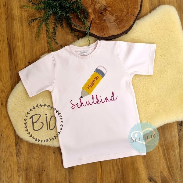 Organic Shirt School Child | Back to School Girl | Tshirt School Introduction Gift | personalized with name