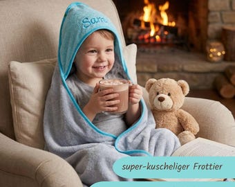 Kapuzenhandtuch 140x140 personalisiert mit Namen bestickt