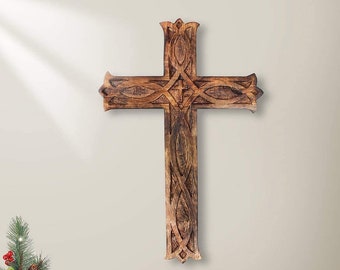 Carved Wooden Crucifix, Catholic Crucifix, Jesus Christ, wood cross, Home Decor Spirituality Crosses Size 12X8 And 10X6.5 in, Free Shipping