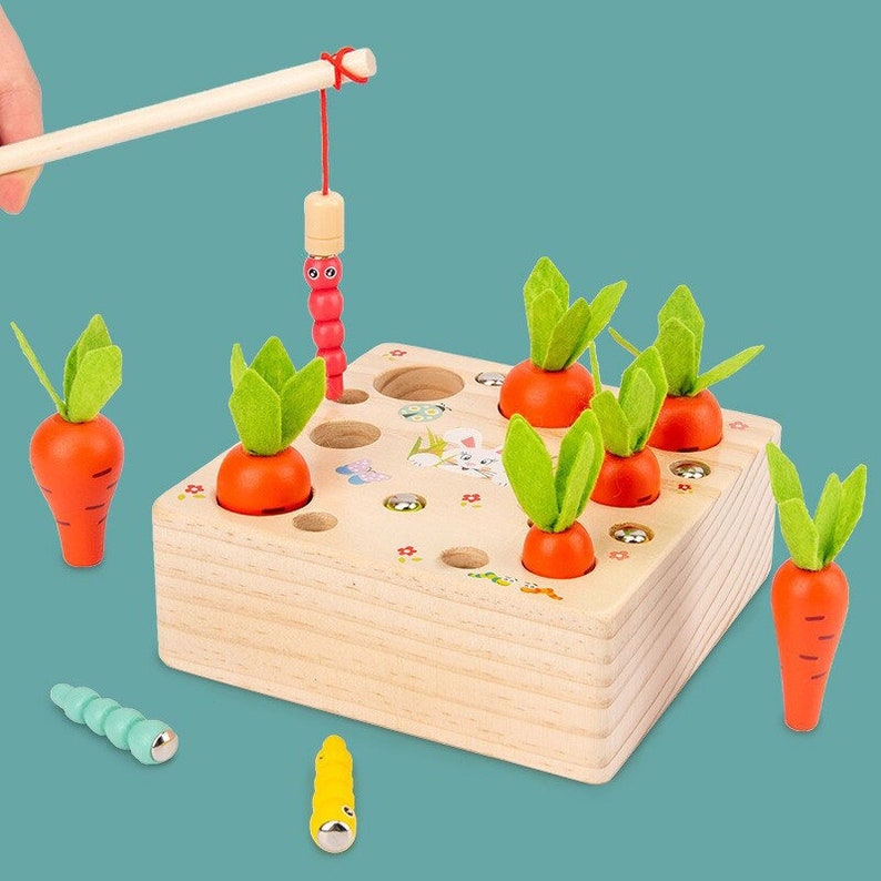 Wooden Toys Baby Montessori Toy Set Pulling Carrot Shape Etsy UK