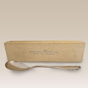 Colher em prato de prata vintage WMF 90 em caixa - Kunstgewerbehaus Roosen, 20 cm