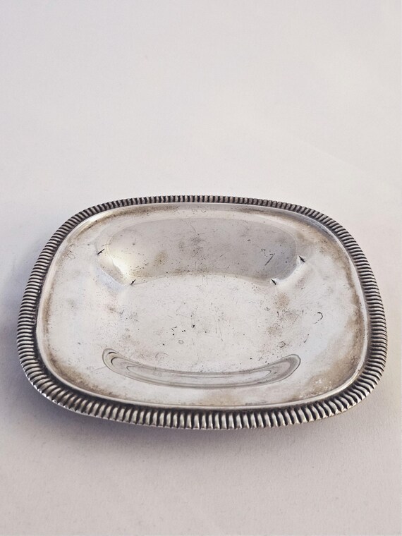German 835 Silver Square Trinket Dish, 16.4cm, Vintage Hallmarked Plate