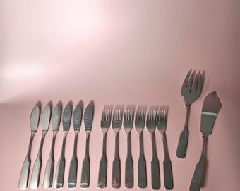 Vintage Solingen Fish Cutlery Set, 18/10 Stainless Steel, Mid-Century German Flatware