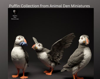 Puffin Collection by Animal Den Miniatures- Perfect miniatures to add to a mini-bird collection