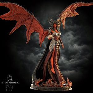 Nyxara Demon of the Night is a fearsome and Enigmatic Figure, haunting the dreams of mortals-Beautiful model sculpted by Stormborn Minis