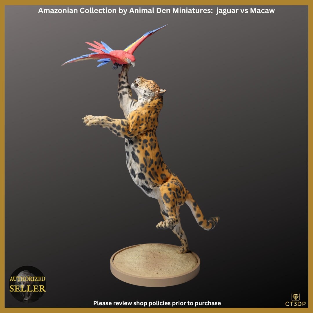 Jaguar vs Macaw by Animal Den Miniatures. Great action piece- captures everything about the wild Amazon