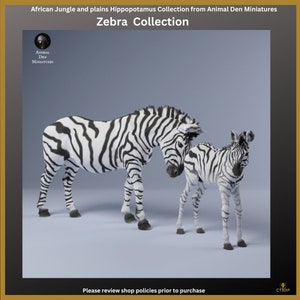 La collection Zebra d'Animal Den Miniatures adorables et pleines d'action Zebra-femelle-veau-Afrique-sauvage Mother and Calf