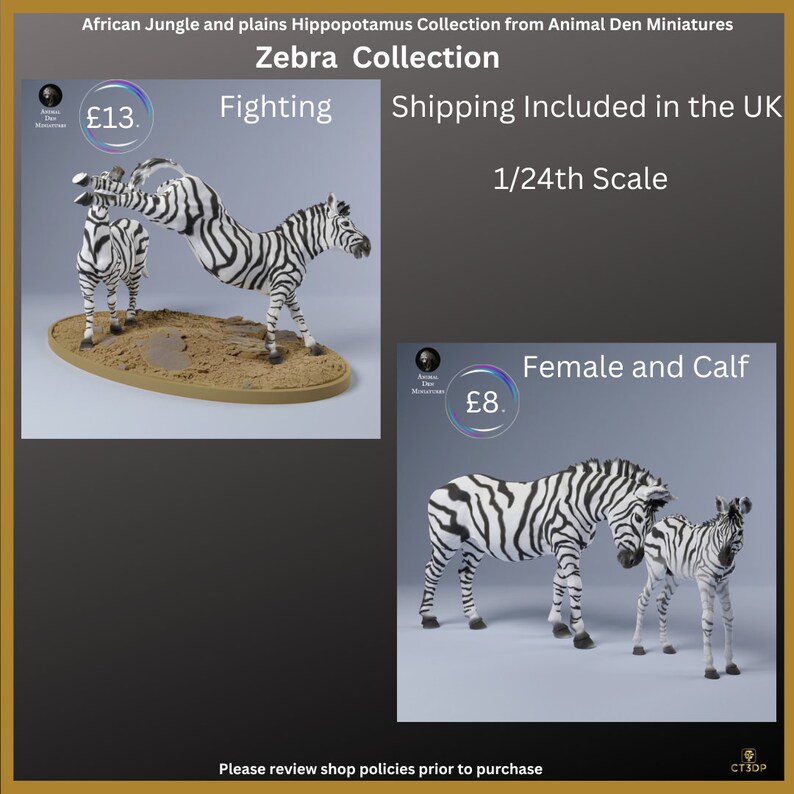 La collection Zebra d'Animal Den Miniatures adorables et pleines d'action Zebra-femelle-veau-Afrique-sauvage image 7