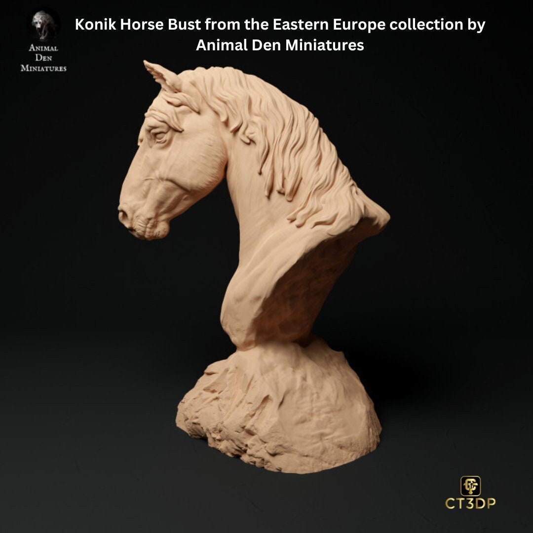 Konik Horse Bust from the Eastern Europe Collection by Animal Den Miniatures