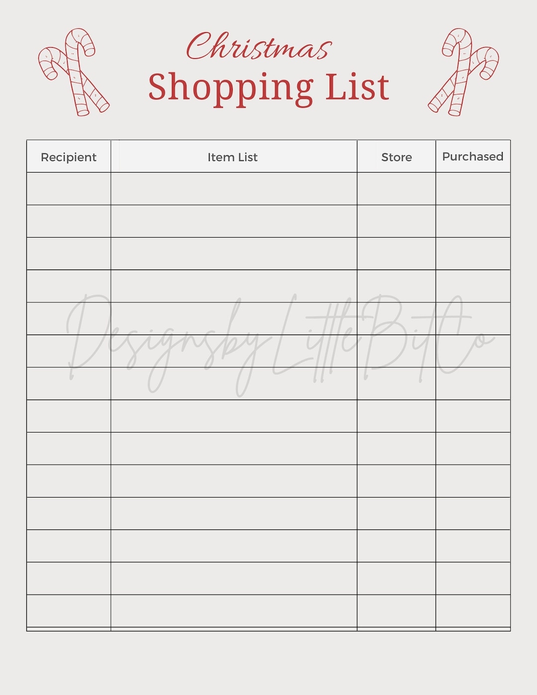 Christmas Shopping List | Printable | 8.5x11 - Etsy