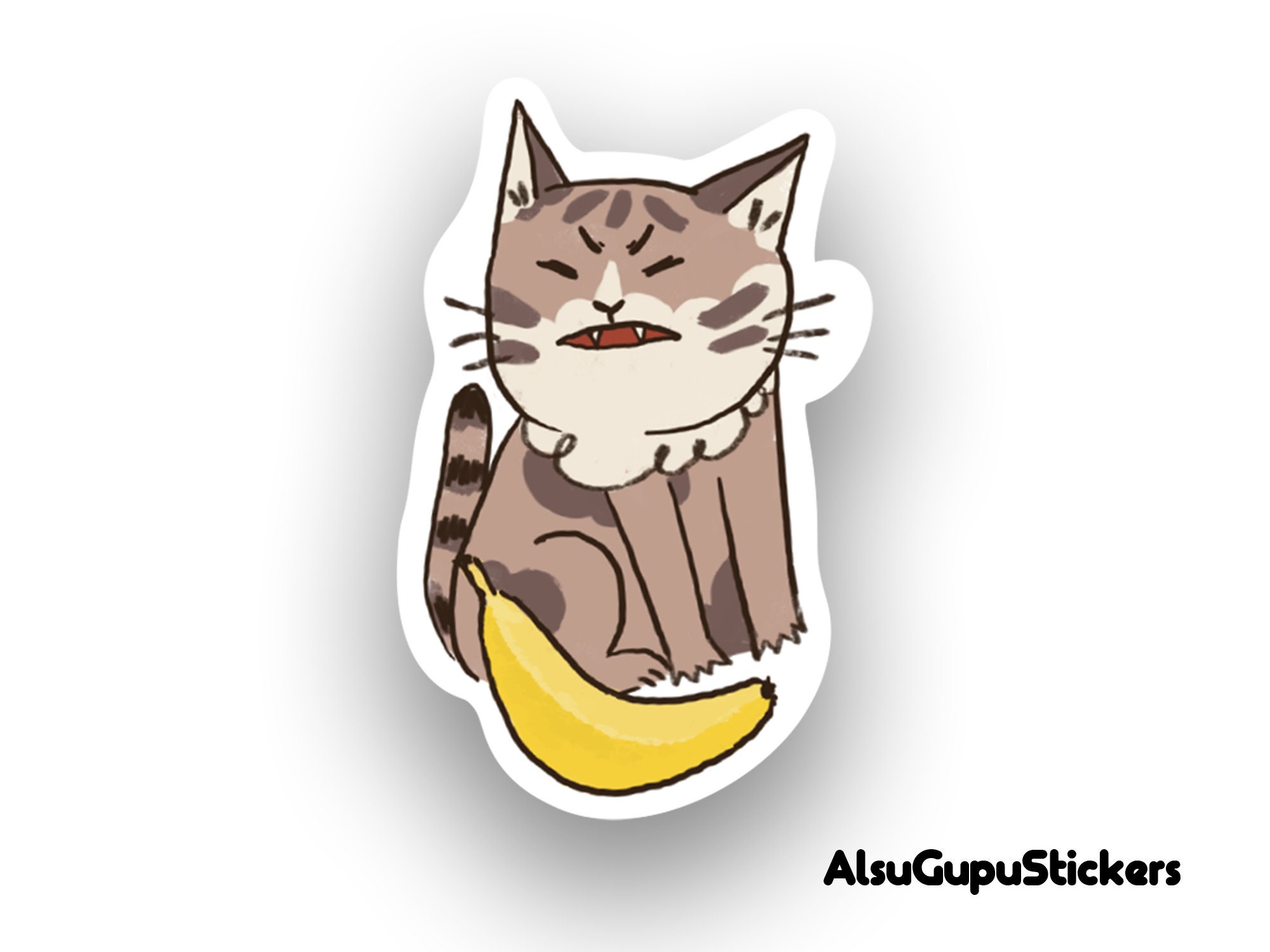Banana Cat Meme Sticker Lustige Angry Face Katze Etsy
