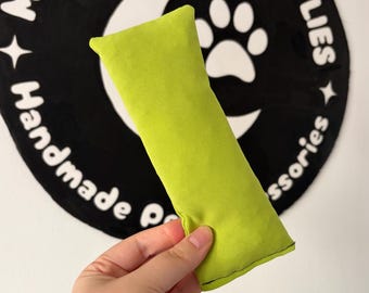 CAT CHARITY FUNDRAISER: Handmade Catnip Crinkle Kicker Toy, Sturdy Cat Enrichment Toy, Green Catnip Pillow
