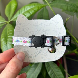 Breakaway Cat Collar White Floral Lace Handmade Cat and Kitten Accessories Fairy Cat Collar Cute Cat Gift Pretty Cat Accessories image 2
