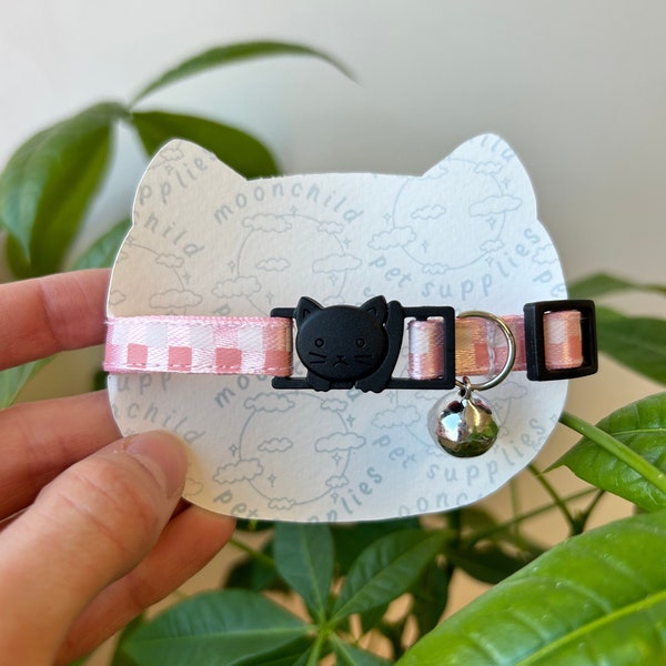 Breakaway Cat Collar ~ Pink Gingham Design ~ Handmade Cat and Kitten Accessories ~ Barbie Cat Collar ~ Cute Gift for Cats ~ Girly Cat Collar