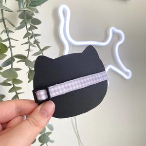 Handmade Breakaway Cat Collar: Lavender Gingham, Fairycore Cat Accessories image 2