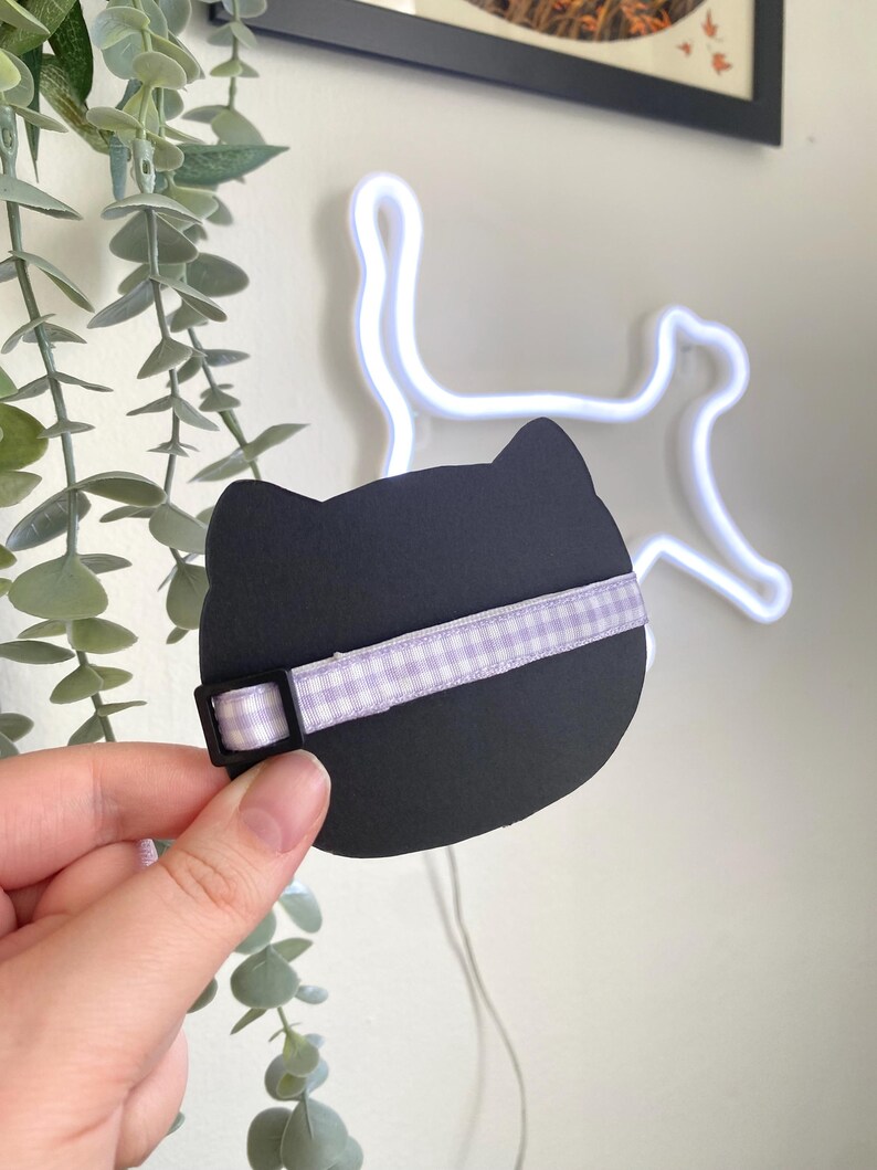 Handmade Breakaway Cat Collar: Lavender Gingham, Fairycore Cat Accessories image 2