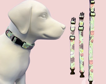 Handmade Floral Dog Collar ~ Handmade Dog Accessories ~ Sturdy Dog Collar ~ New Puppy Essentials ~ Dog Gift ~ Pretty Dog Collar