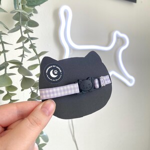Handmade Breakaway Cat Collar: Lavender Gingham, Fairycore Cat Accessories no bell