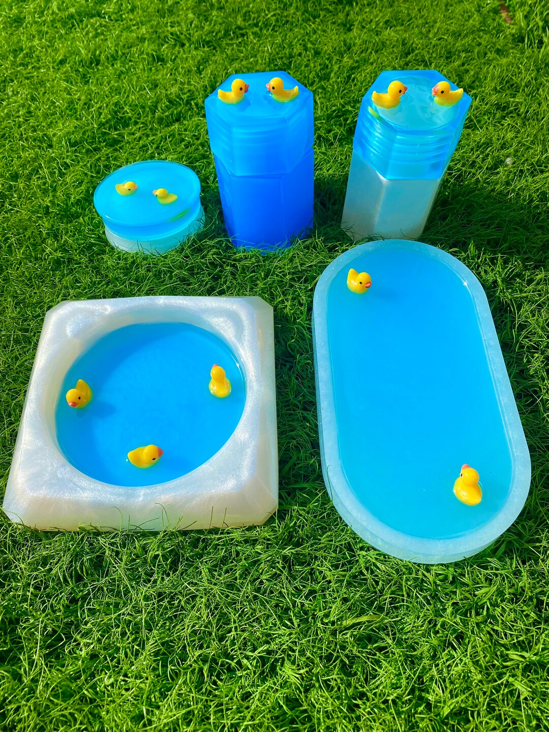 Glowing Rubber Ducky Set W/ Ashtray Rolling Tray Stash Jar Etsy