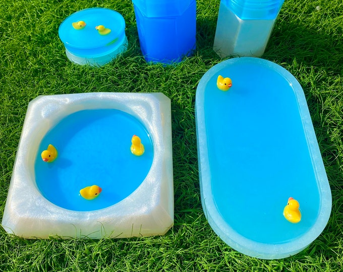 Glowing Rubber Ducky Set W/ Ashtray, Rolling Tray, Stash Jar, and
