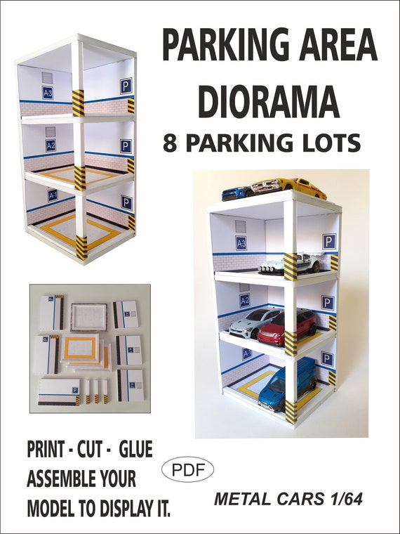 ★ Diorama Garage Plate　　　　　　　　　　　　　　【数限】 Diorama Model Parking Area With 8 Lots for Metal Cars of a
