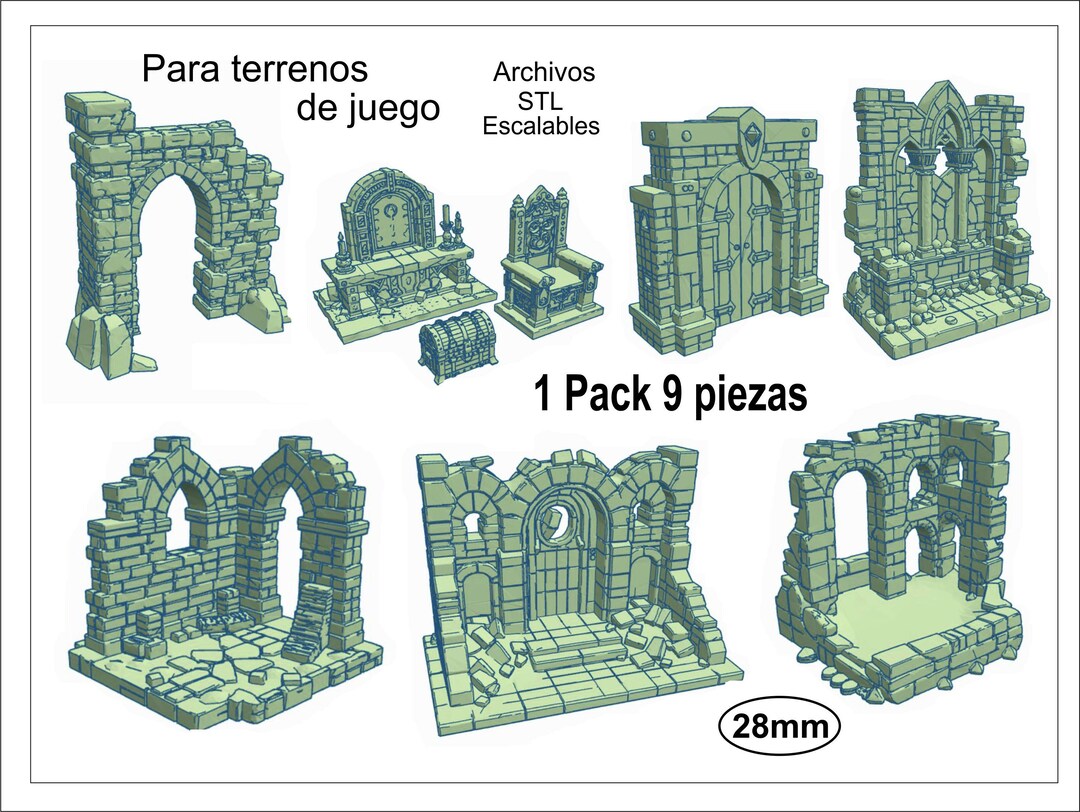 Modulares Mapa Rol Terrenos modulares. Muros en ruinas. Juegos de rol. STL. Impresión 3D ...