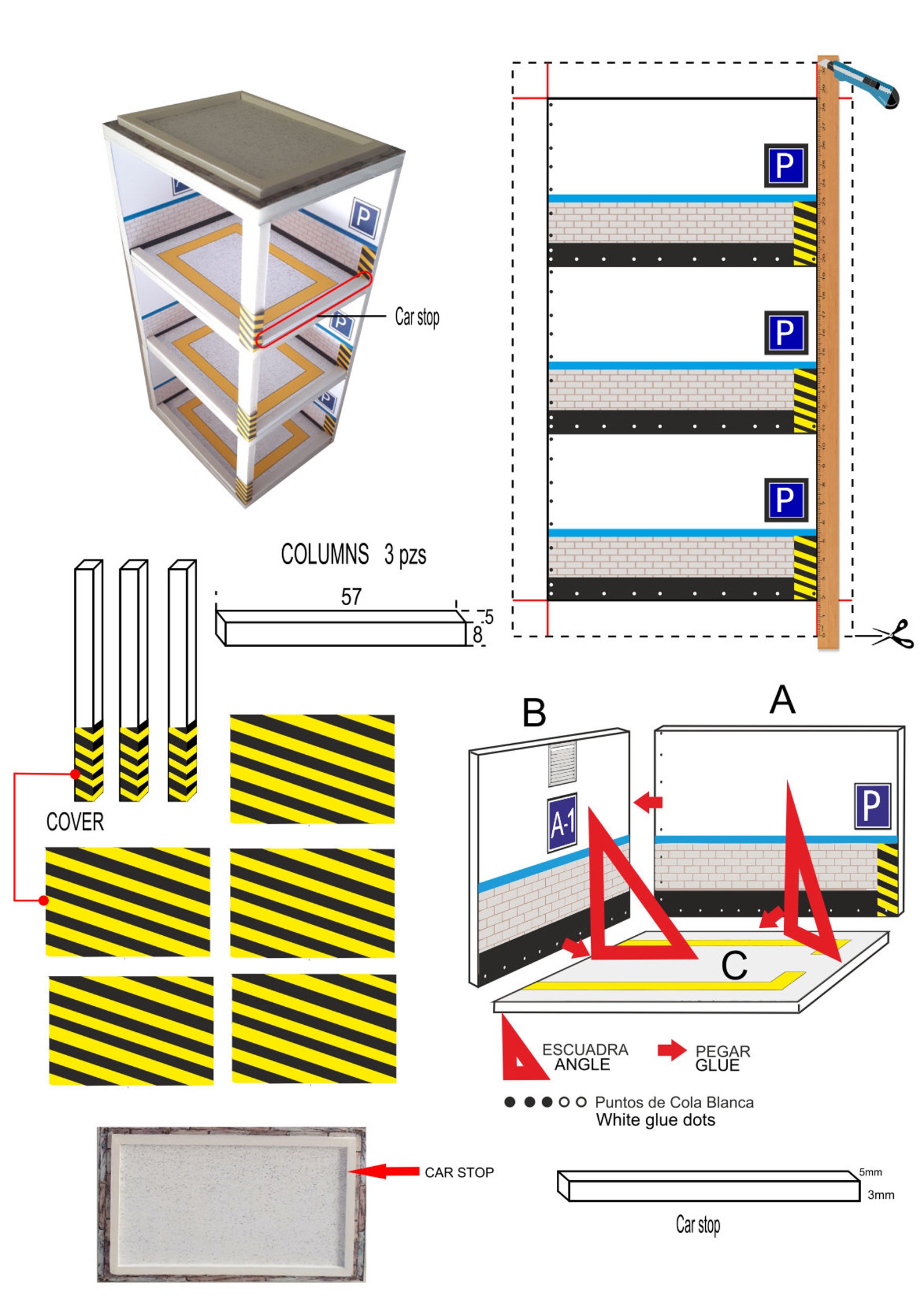 Diorama Model Parking Area With 8 Lots for Metal Cars of a Scale 164. Printable Digital File