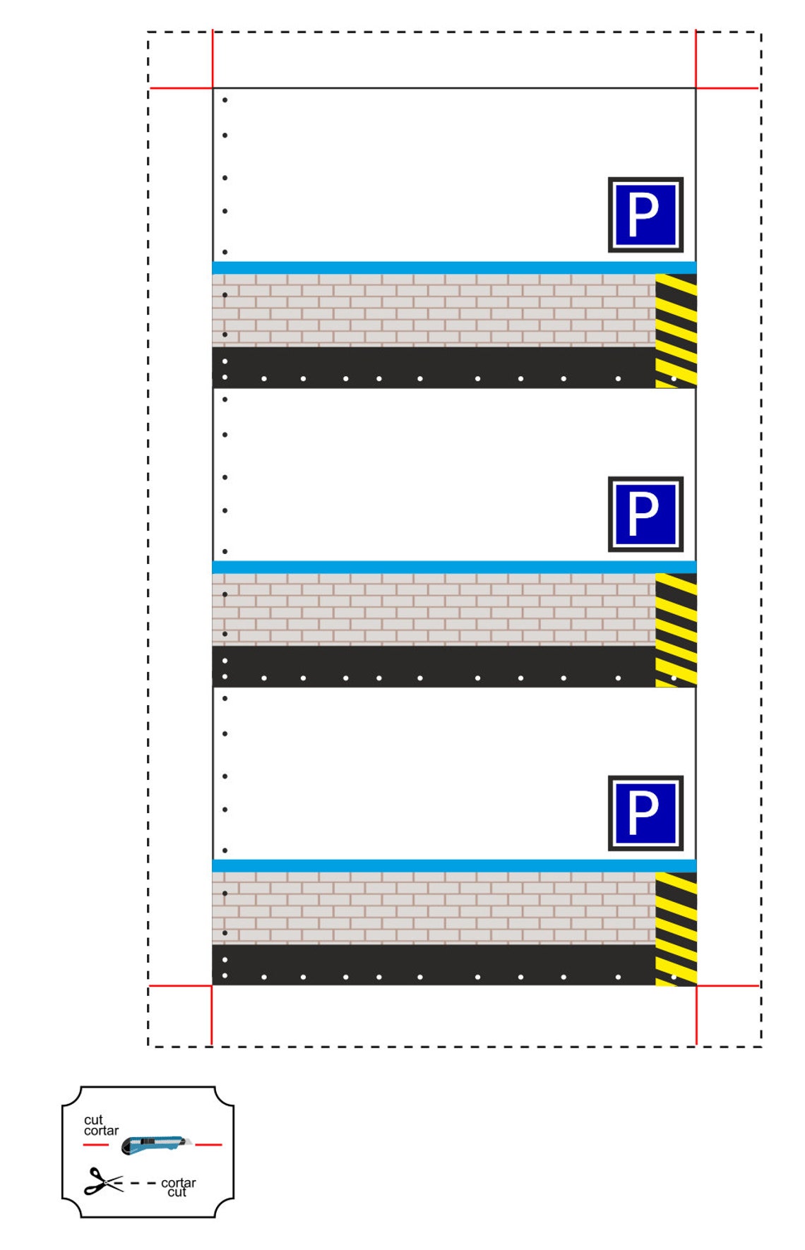 Diorama Model Parking Area With 8 Lots for Metal Cars of a Scale 1:64 ...