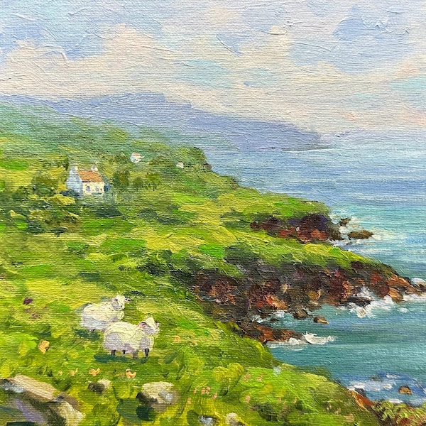 Irish Landscape Original Oil Painting Rural Ireland Impasto Artwork Impressionist Art