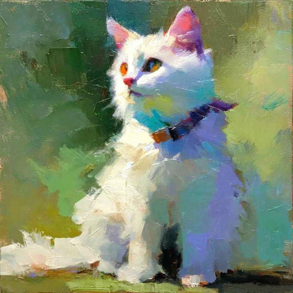 Cat Portrait Impasto Oil Painting Original Artwork: Whimsical Pet Art
