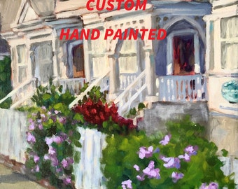 Custom House Portrait Personalized Oil Painting Hand Painted Original Artwork Housewarming Gift Home Wall Art From Photo by RoseGeorgiART