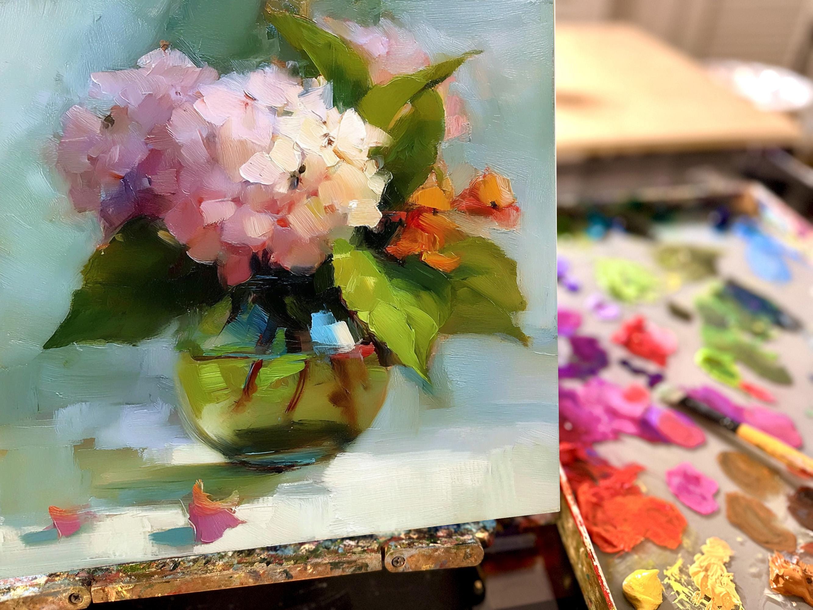 Hydrangea Oil Painting Original Floral Still Life Impressionist Flower ...