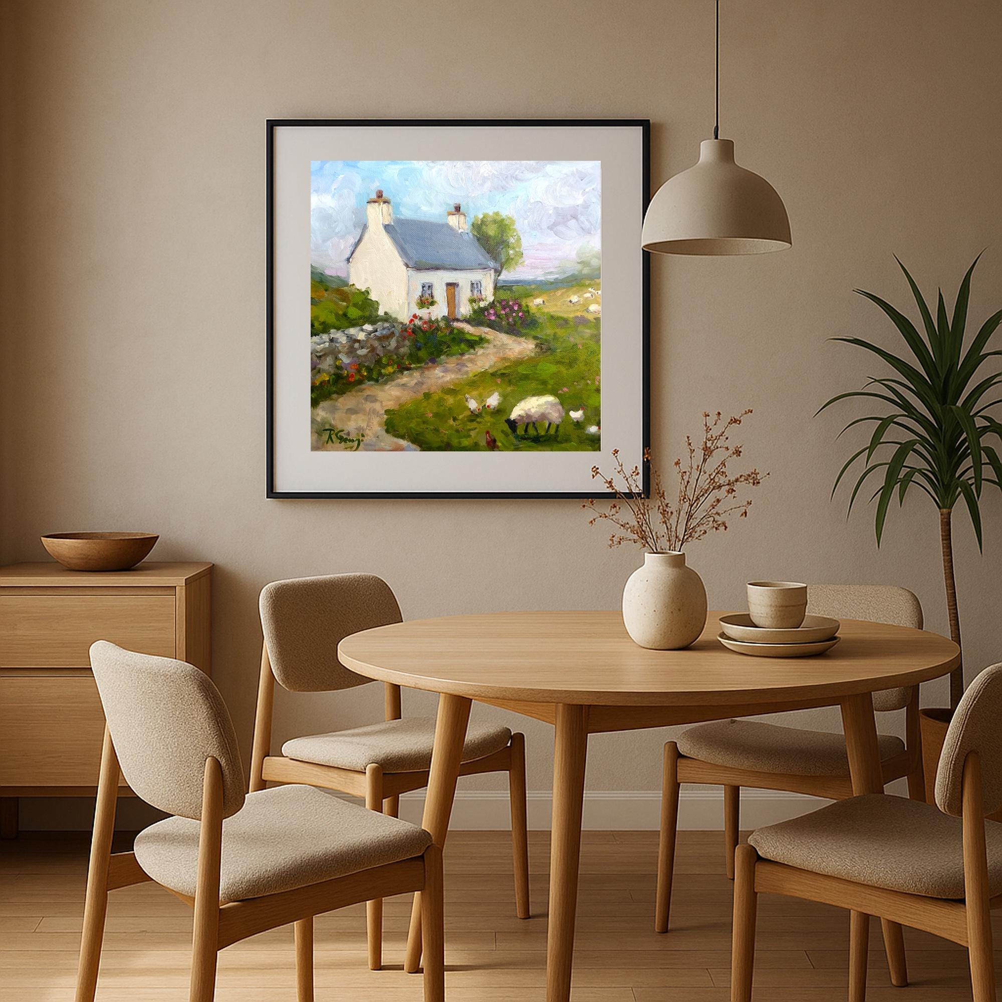Irish Cottage Original Oil Painting Rural Ireland Impasto Artwork Green ...