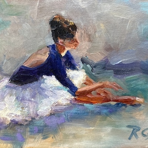 Ballerina Painting Figurative Original Art 5" x 7" Dancer Wall Art Oil Painting California Small Art Impasto Painting by RoseGeorgiART