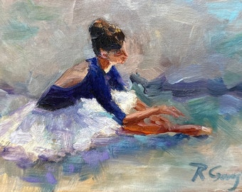 Ballerina Original Oil Painting: Impressionist Dancer Art by RoseGeorgiART