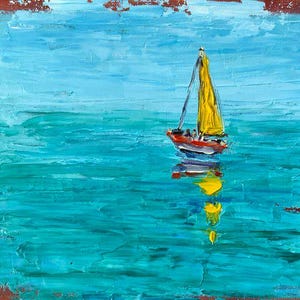 Nautical Impasto Painting: Small Original Seascape by RoseGeorgiART