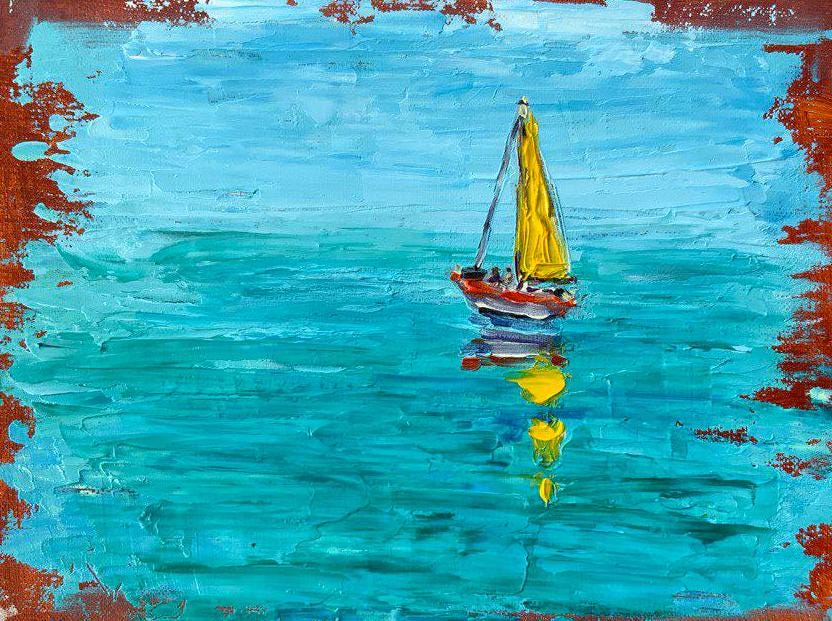 Nautical Impasto Painting: Small Original Seascape by RoseGeorgiART