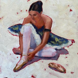Ballerina Oil Painting Figurative Original Artwork Ballet Dancer Impressionist Art by RoseGeorgiART