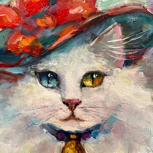 Cat Portrait Painting Animal Original Art 8" x 10" Fine Art Impressionist Art Pet Impasto Oil Painting Gift For Cat Lover by RoseGeorgiART