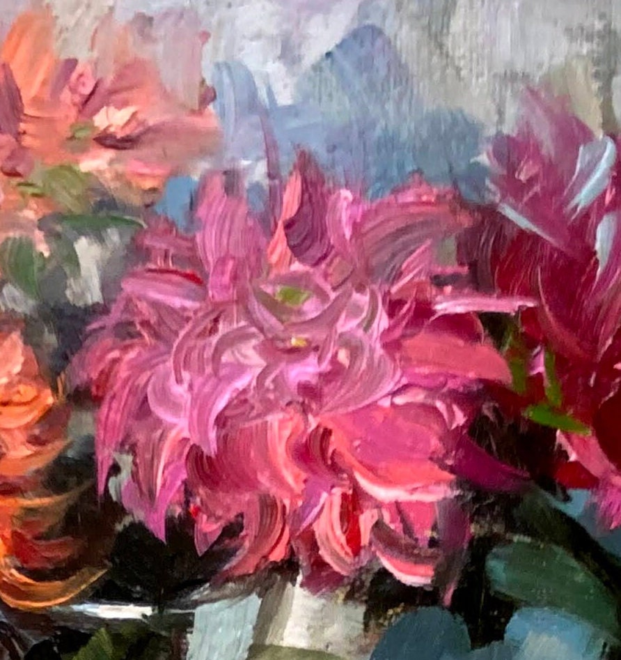 人気 Dahlia Painting 10 Art Original Floral 絵画