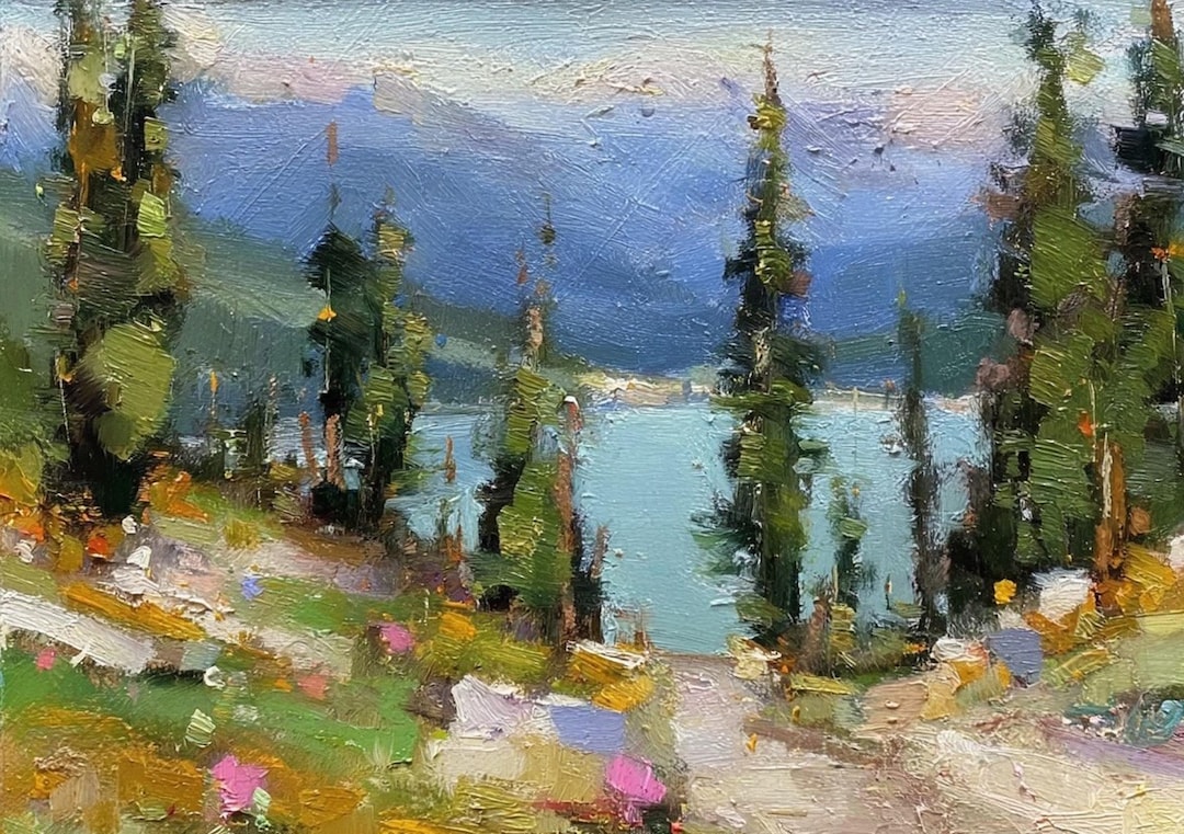 Lake Tahoe Original Oil Painting Landscape Artwork Impressionist Pine ...