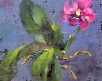 Pink Orchid Oil Painting Original Artwork Impressionist Floral Art