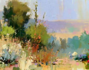 Desert Cactus Original Oil Painting: Arizona Landscape Impressionist Art