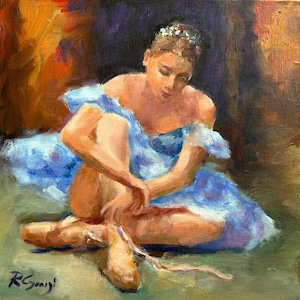 Ballerina Oil Painting: Impressionist Ballet Dancer Art, 10x10