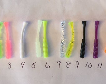 100 MINI MITE Lure Jig TAILS *12 different colors* mix or match