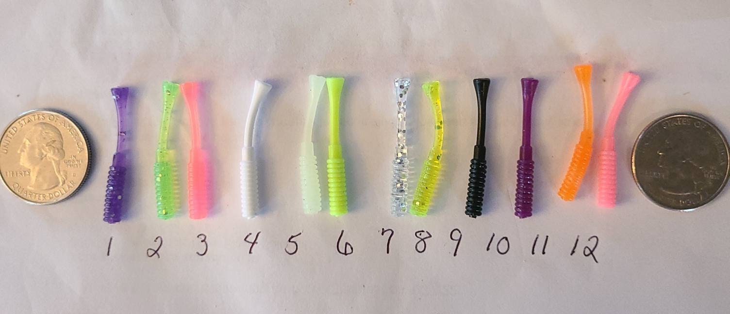 50 MINI MITE Lure Jig TAILS 12 Different Colors Mix or Match 