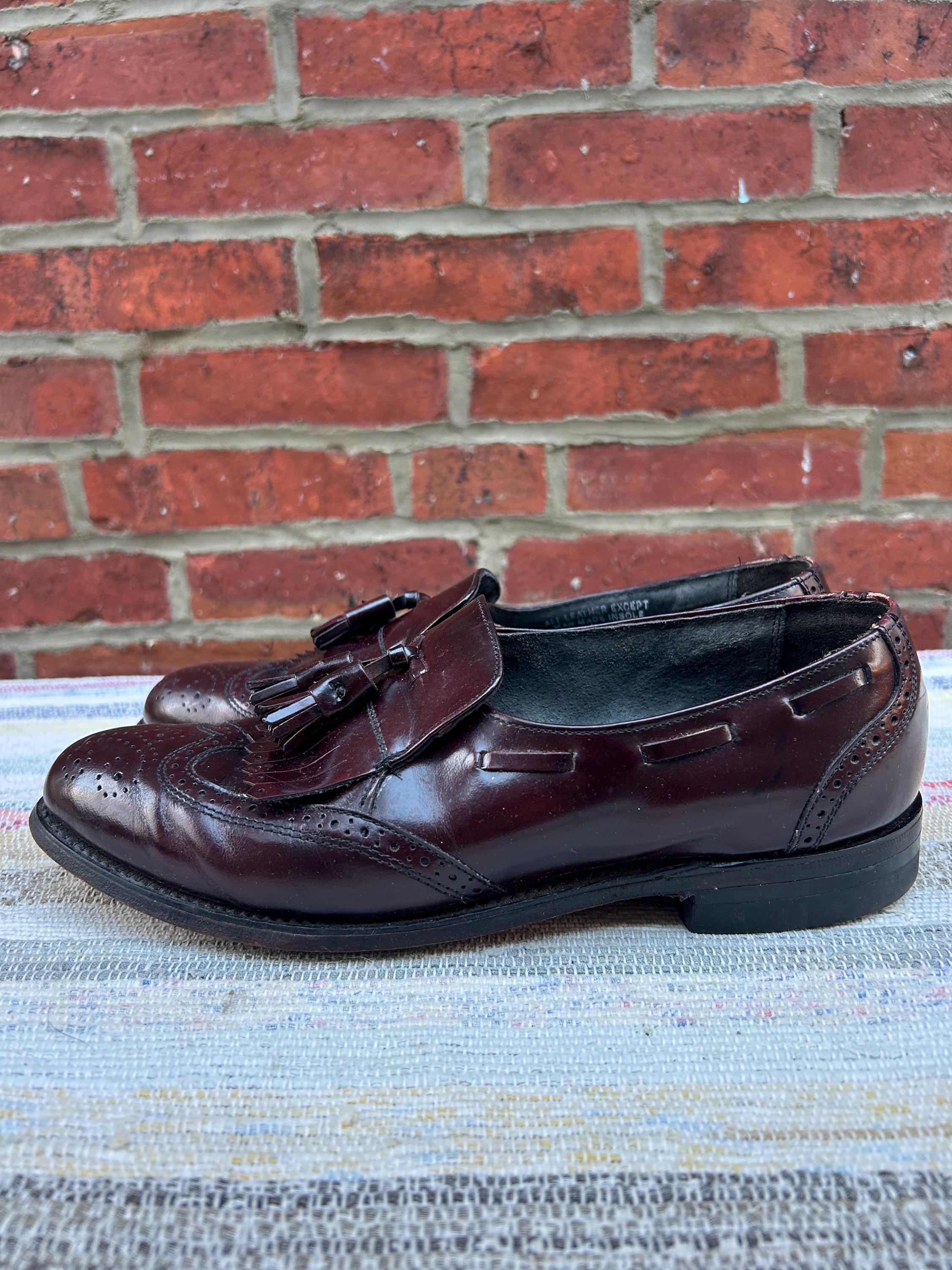 VTG Hanover Shoes Men\'s 9 C/A Loafer Master Flex All Leather Tassel USA HANOVER Masterflex Cordovan Leather Tassel Wingtip Loafer  main image 2
